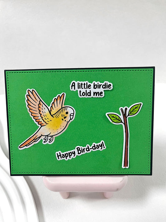 Budgerigar Bird Clear Stamp & Die Set – 4x6 Inches