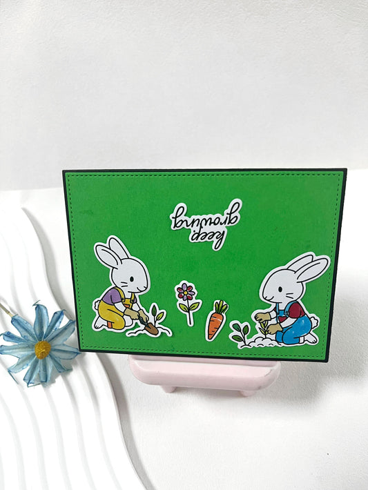 Gardening Rabbits Clear Stamp & Die Set – 4x6 Inches