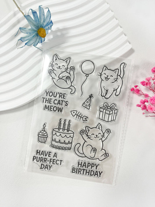 Birthday Cats Clear Stamp & Die Set – 4x6 Inches
