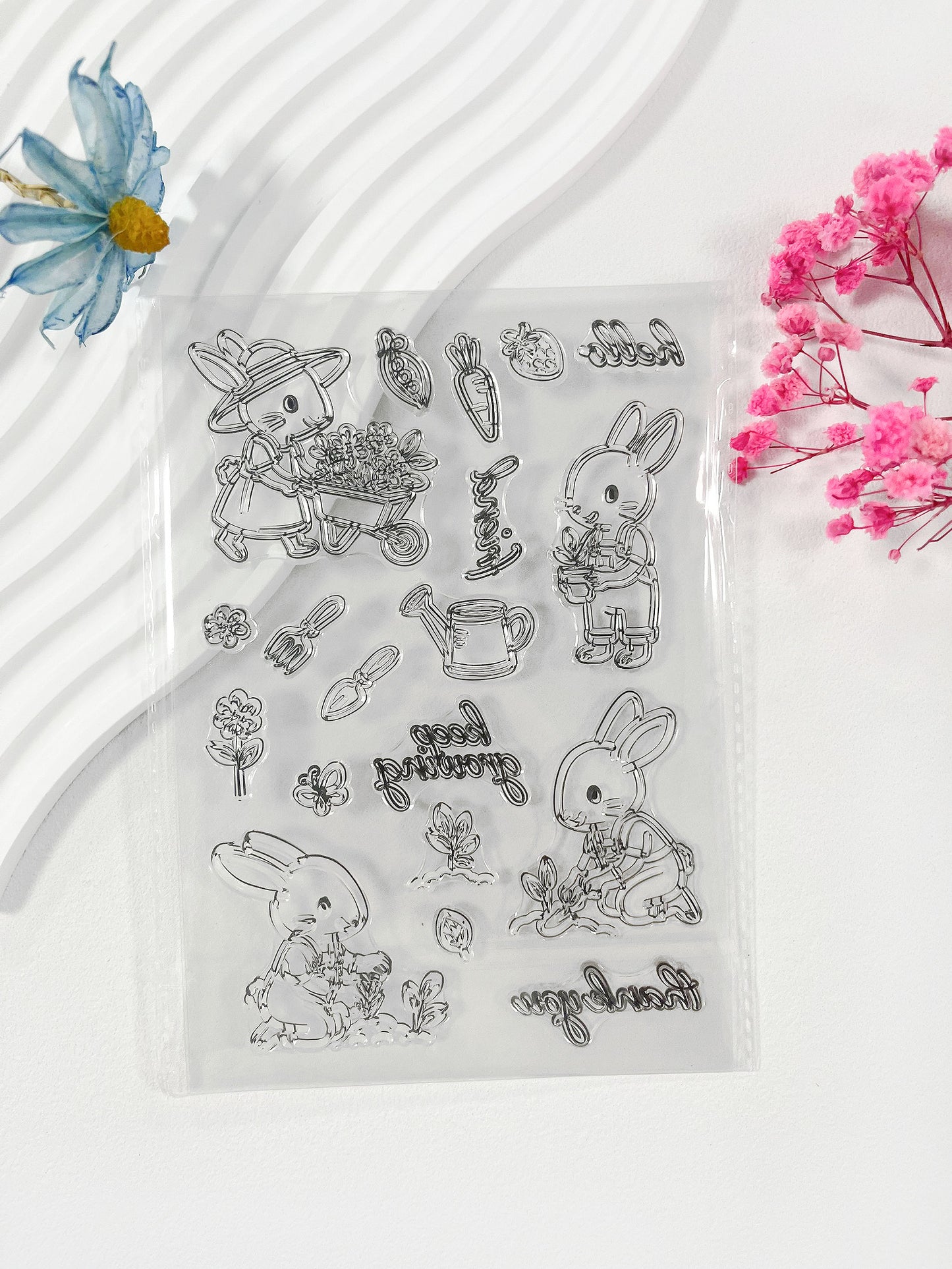 Gardening Rabbits Clear Stamp & Die Set – 4x6 Inches