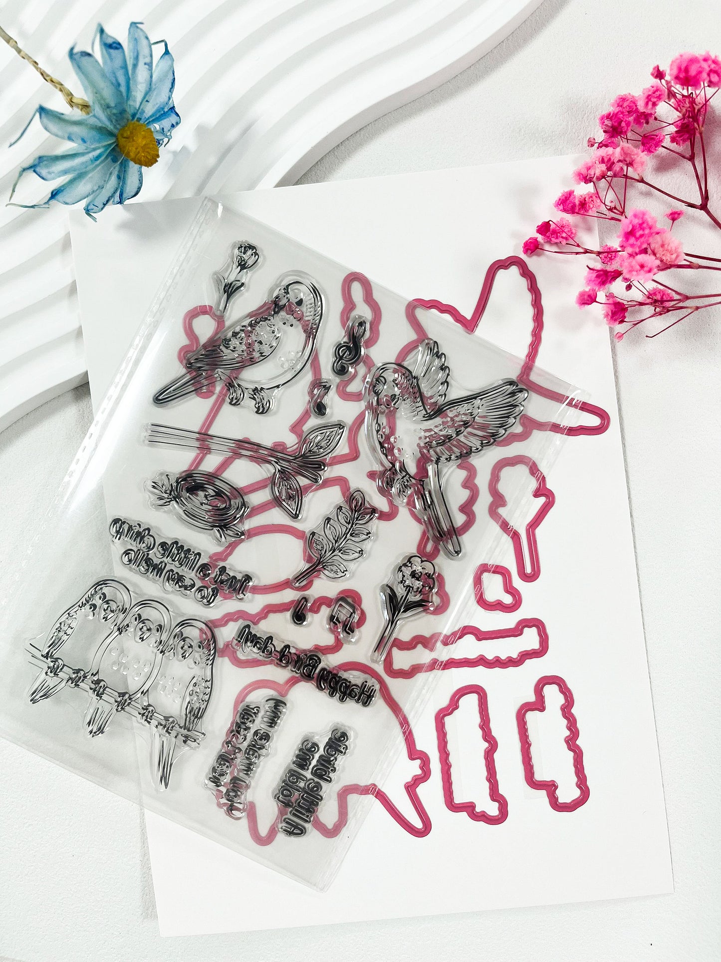 Budgerigar Bird Clear Stamp & Die Set – 4x6 Inches