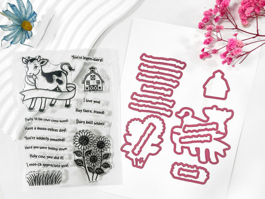 Cows Clear Stamps and Die Set – Perfect for Farm-Inspired Crafts