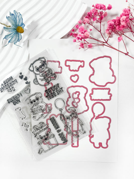 Pugs Clear Stamp & Die Set – 4x6 Inches
