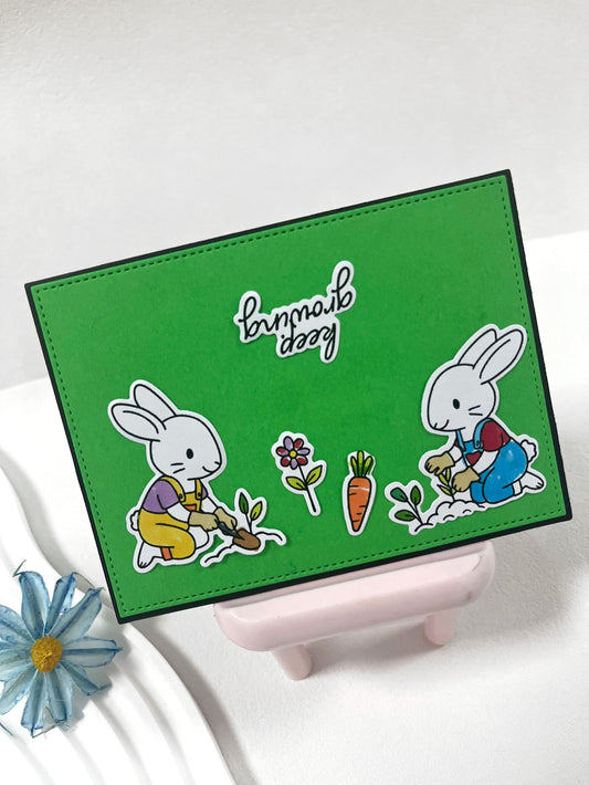Gardening Rabbits Clear Stamp & Die Set – 4x6 Inches