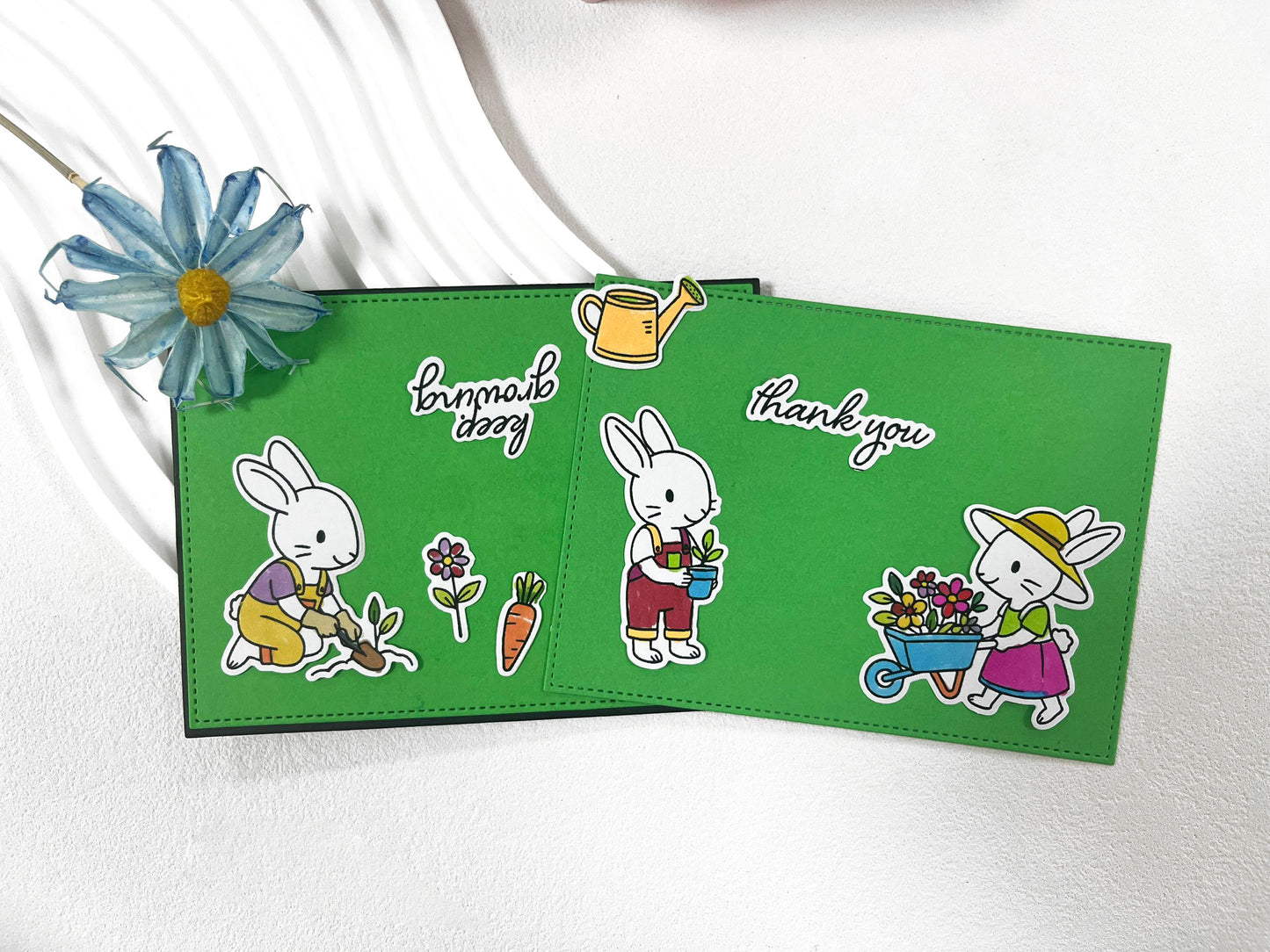 Gardening Rabbits Clear Stamp & Die Set – 4x6 Inches